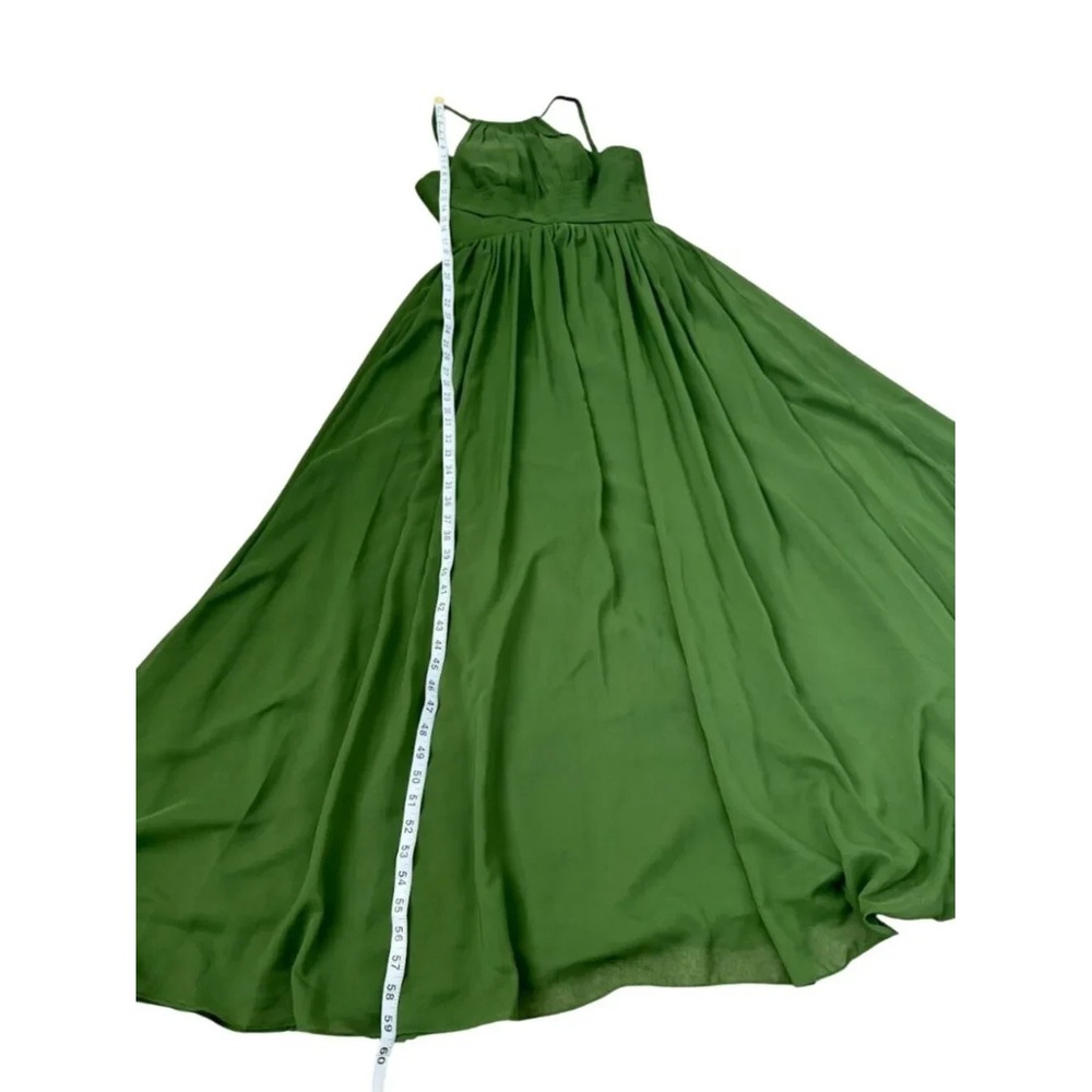 Forest Green Chiffon Halter Maxi Dress Size 2 Lace Up Formal Homecoming Prom - Picture 8 of 10